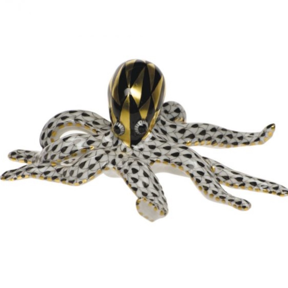JE22-Herend Fishnet Octopus Porcelain Figurine